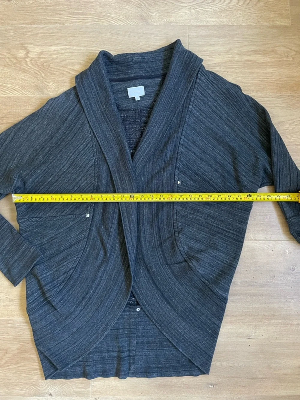 Wilfred Aritzia Charcoal Open Front Cardigan Draped Shawl Collar Knit Sweater M - Picture 5 of 8